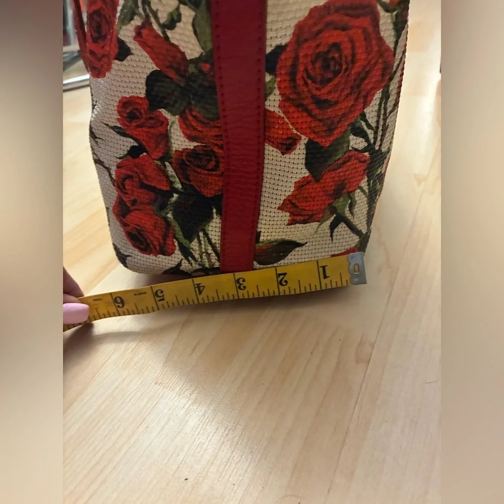 Dolce and Gabbana Red Rose Print Tote Bag - Women